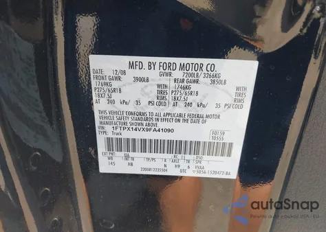 2009 Ford F-150 Fx4/Lariat/Xl/Xlt из США, поврежденный, VIN 1FTPX14VX9FA41090